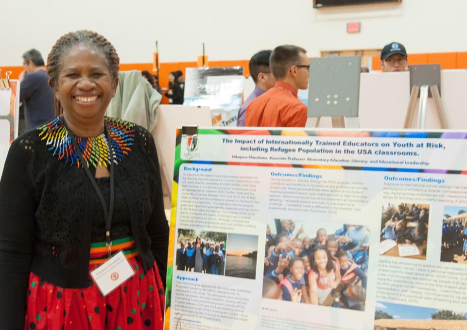 Hibajene Shandomo at the 2018 Faculty and Staff Research and Creativity Forum