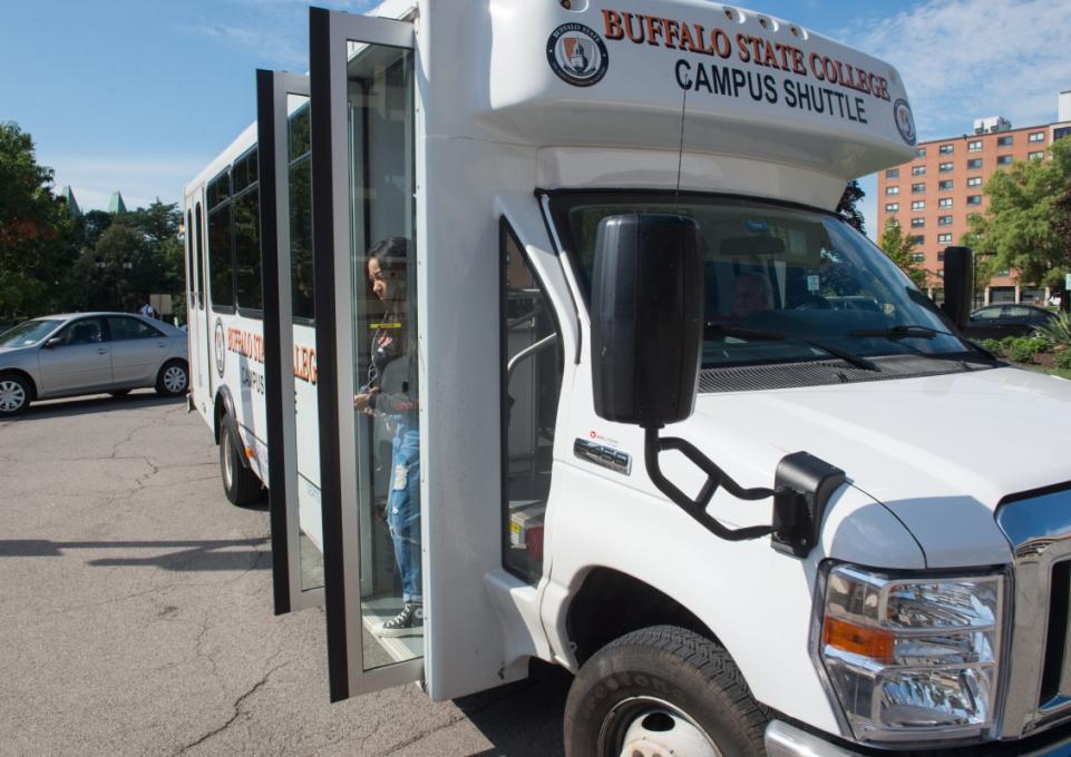 The campus's new accessible minibus