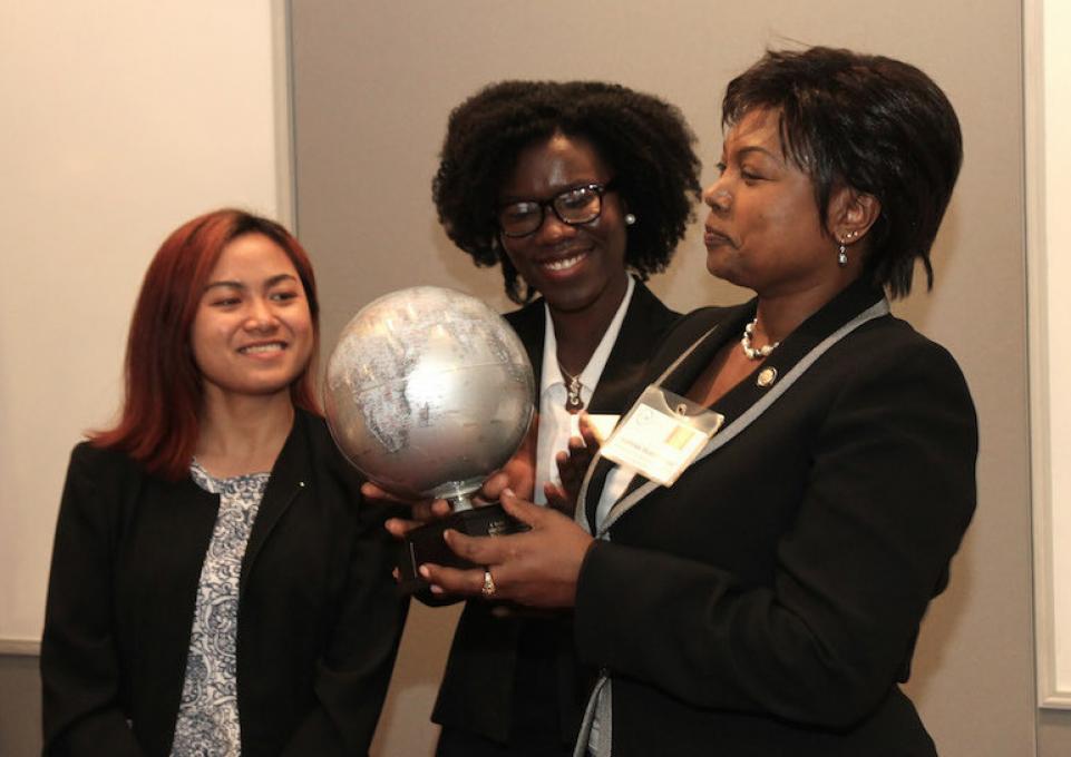 Students and Mathilde Mukantabana, Ambassador of Rwanda