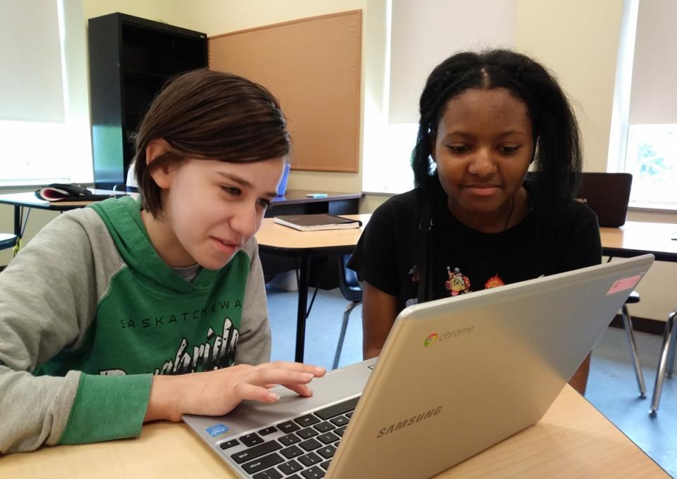 Two girls with laptop