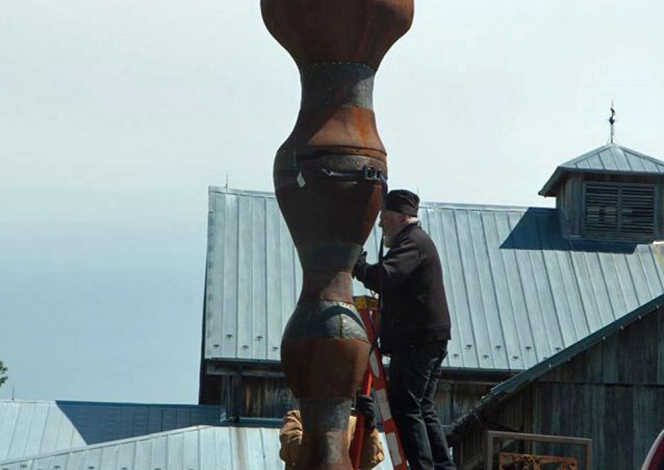 Kenneth Payne works on sculpture