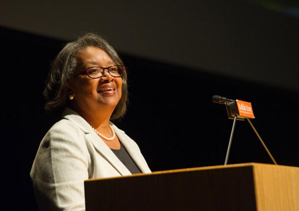 President Conway-Turner at podium