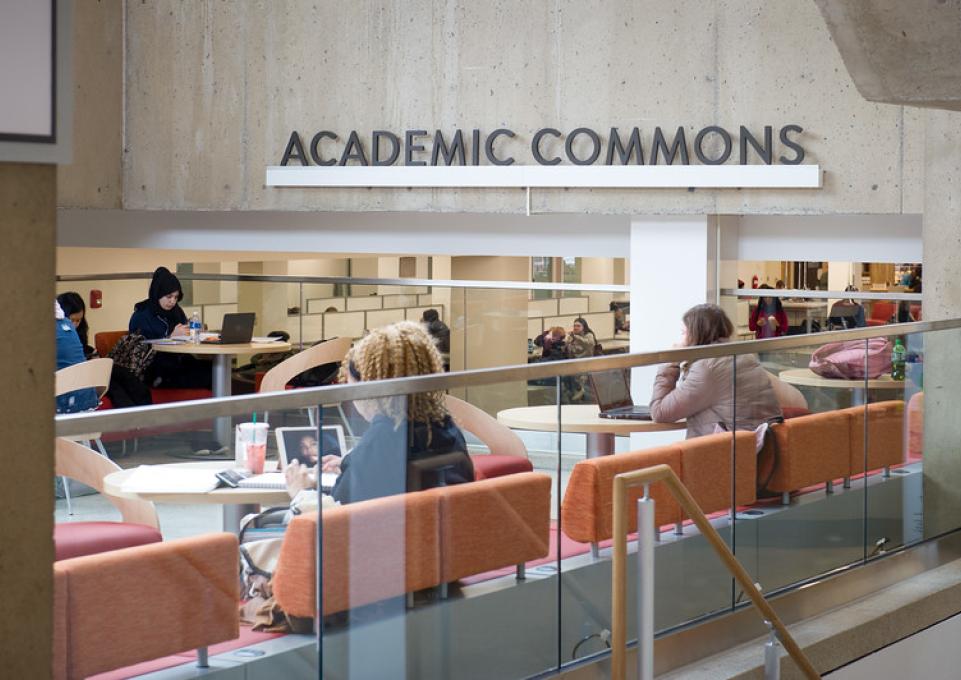 Students studying in academic commons